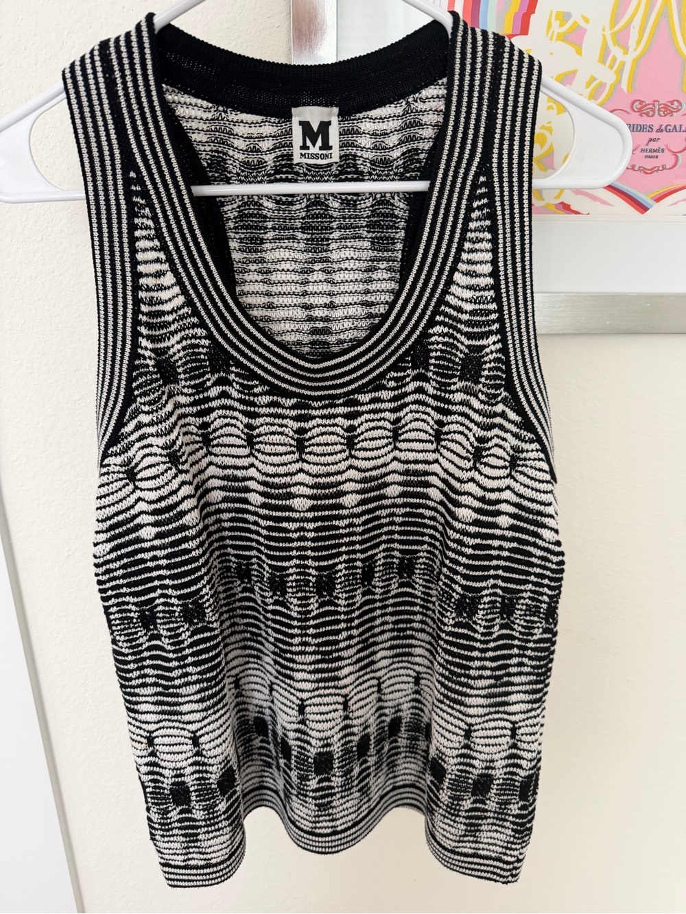M Missoni Black & White Patterned Knit Tank